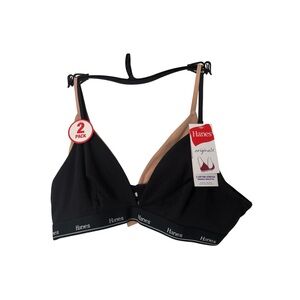 Hanes Women's Black and Tan Bralette 2-Pack